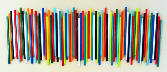 Image of 'STICKS IN MULTICOLOR NO19' | Wood Stick Wall Sculpture | Colorful Art | Wood Wall Decor