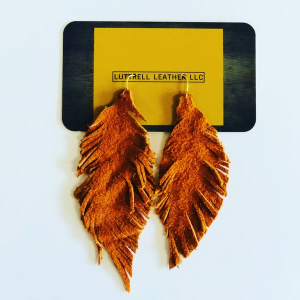 Image of Leather feather earrings