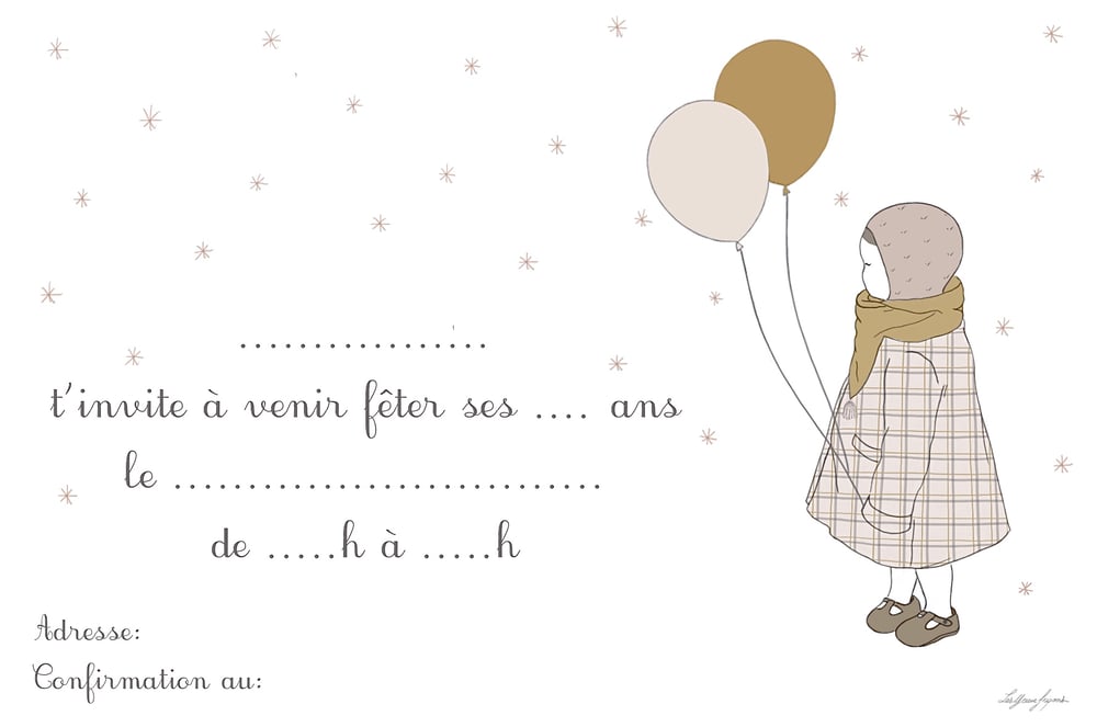 10 Cartes Invitation D Anniversaire Petite Fille Aux Ballons Les Yeux Fripons