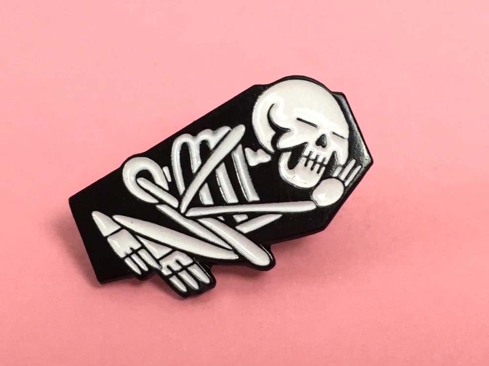 Image of Sleep when your Dead enamel badge.