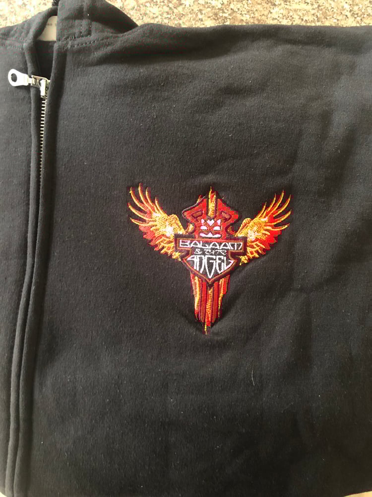 Image of Flame design hoodie with embroidered logo