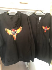Image 2 of Flame design hoodie with embroidered logo 