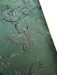 Image 2 of Marbled Paper #74 'Jade Stone Marble' effect on Green