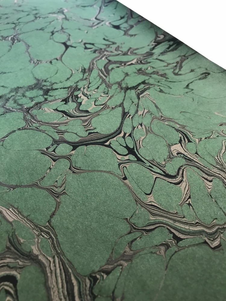 Image of Marbled Paper #74 'Jade Stone Marble' effect on Green