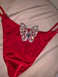 Image 1 of Red butterfly thong 