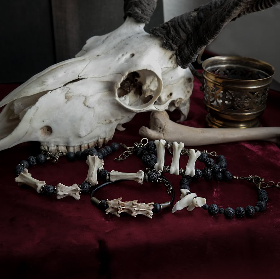 Image of Lava Bead Bone Bracelets 