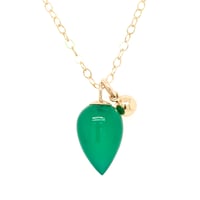 Image 1 of Green Onyx Chalcedony Acorn Necklace