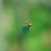 Image 2 of Green Onyx Chalcedony Acorn Necklace