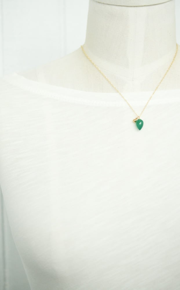 Image of Green Onyx Chalcedony Acorn Necklace