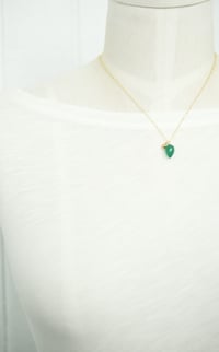 Image 3 of Green Onyx Chalcedony Acorn Necklace