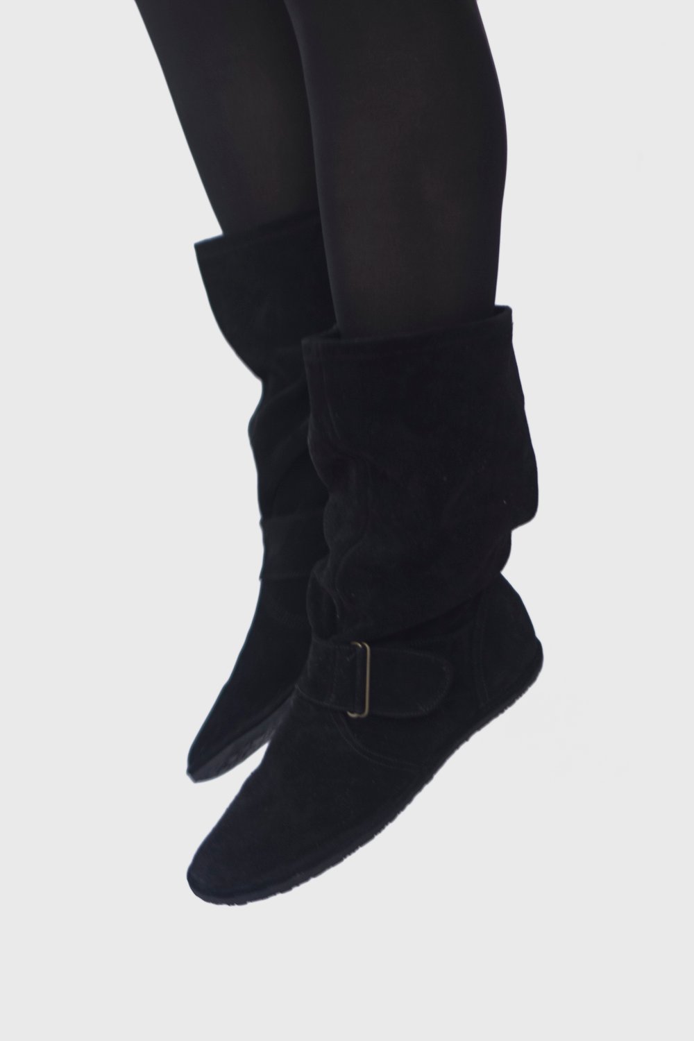 Image of Slouchy Boots in Black suede
