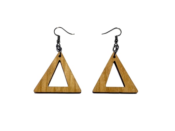 Image of INSET TRIANGLE 2 WOODEN EARRINGS