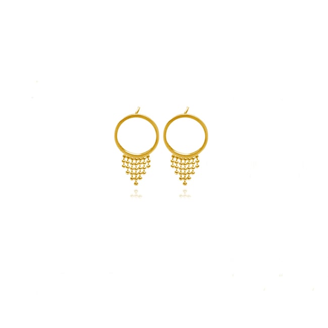Gold Halo studs with short fringe