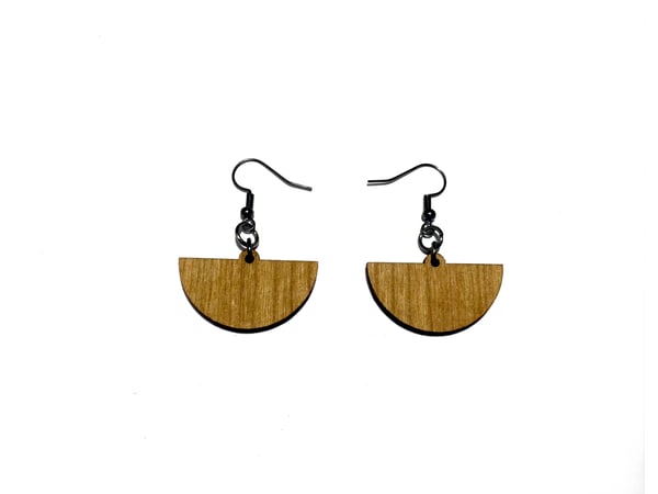 Image of HALF CIRCLE WOODEN EARRINGS