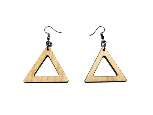 Image of INSET TRIANGLE WOODEN EARRINGS