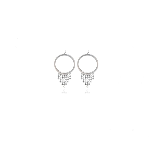 Silver Halo studs with short fringe