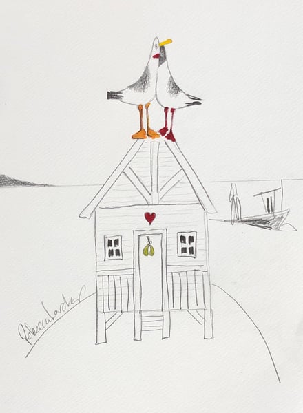 Image of Lovebirds Mistletoe over the Door