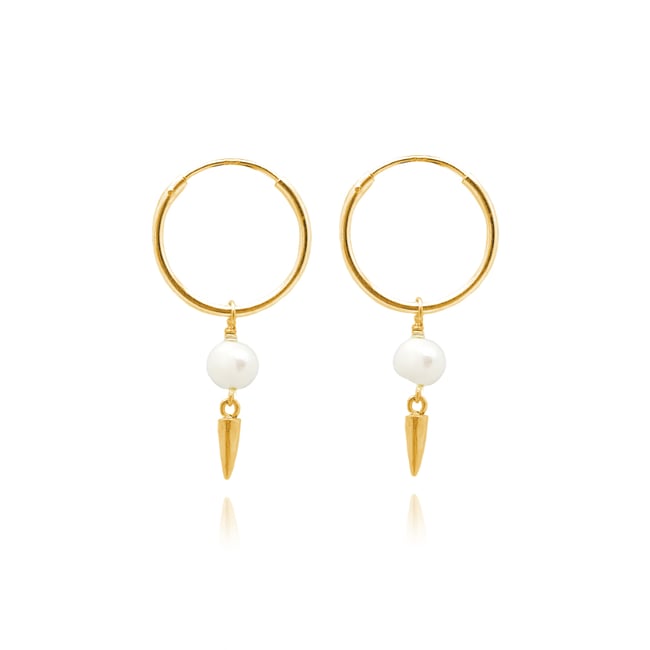 Gold pearl and spike hoops