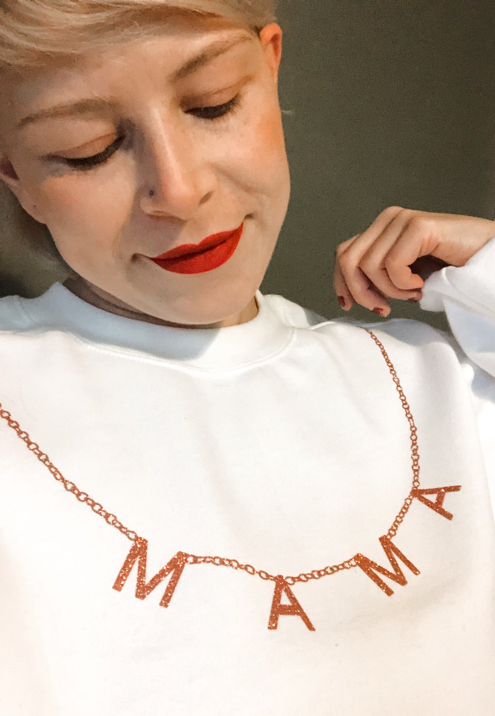 Image of Mama necklace detail sweater