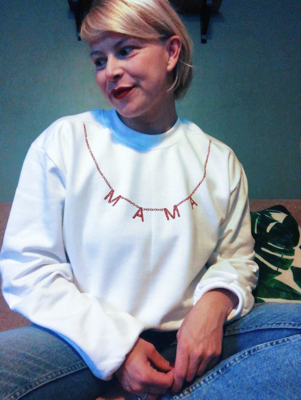 Image of Mama necklace detail sweater