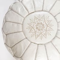 Image 3 of WHITE LEATHER POUF - OTTOMAN