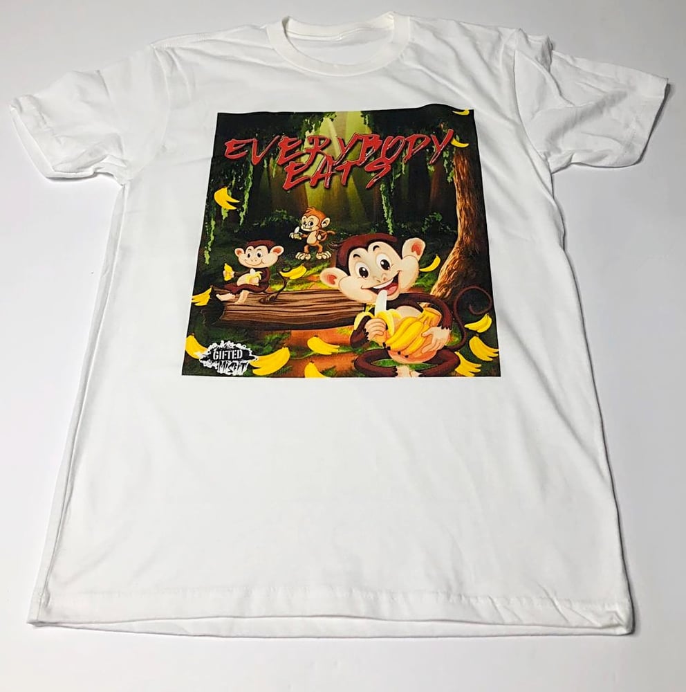 Image of Gifted Misfit EVERYBODY EATS shirt-white