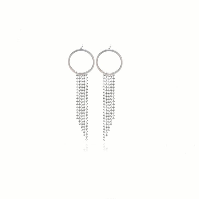 Silver Halo studs with long fringe