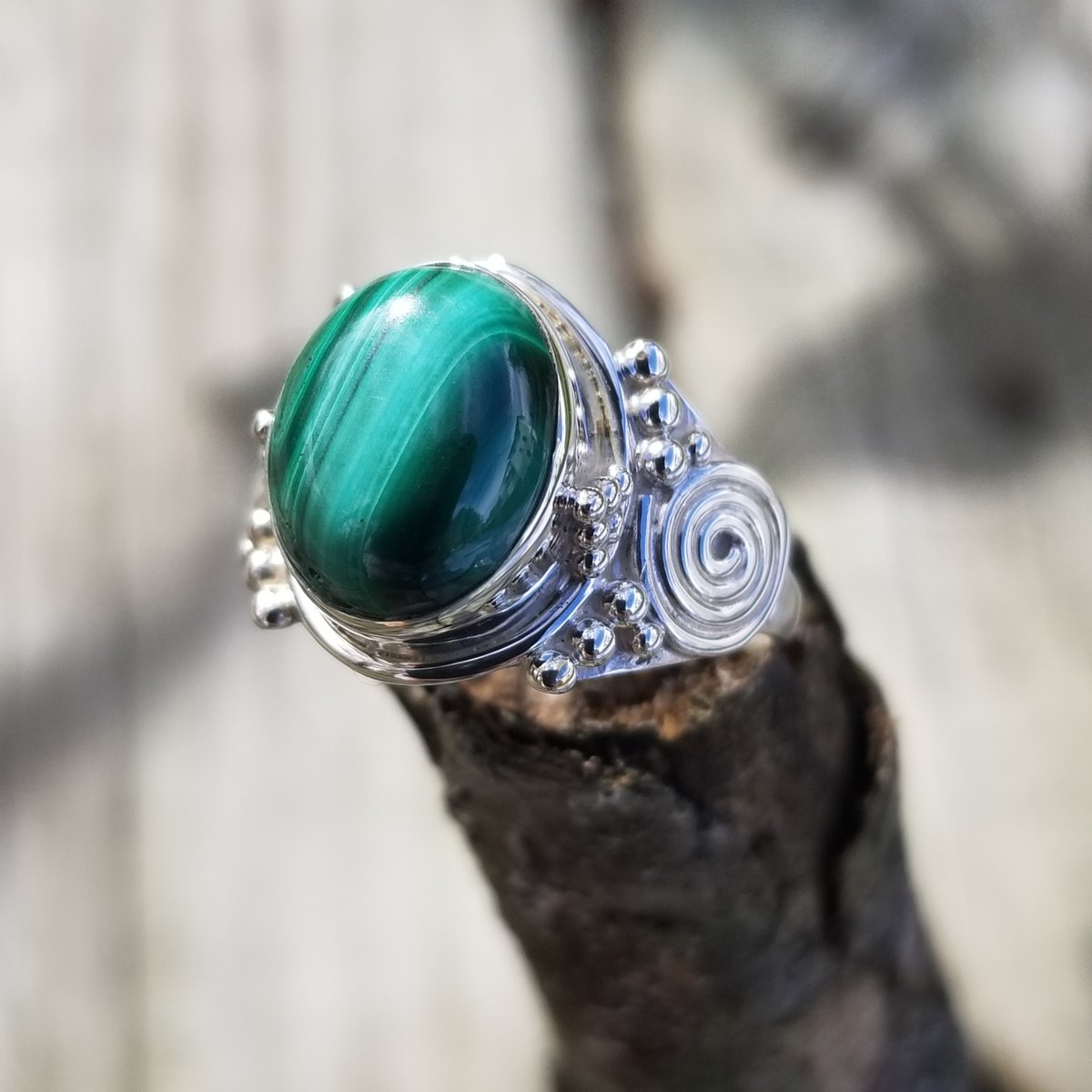 Image of Healer - Malachite Ring in Sterling Silver 