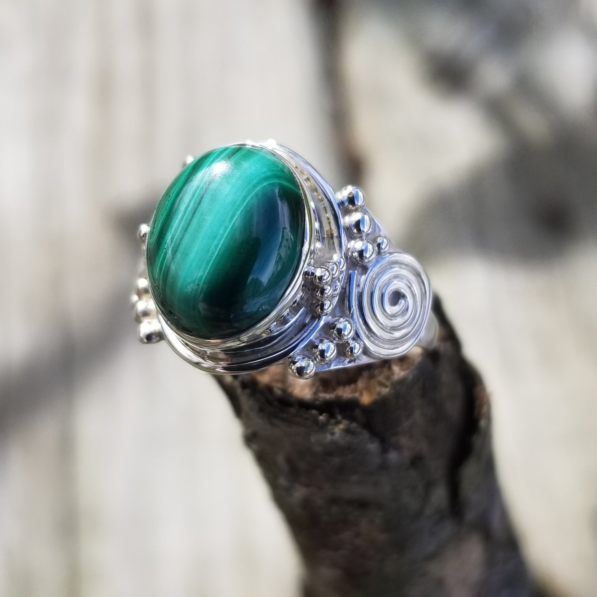 Image of Healer - Malachite Ring in Sterling Silver
