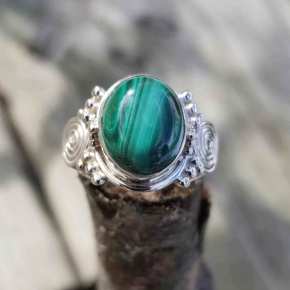 Image of Healer - Malachite Ring in Sterling Silver 