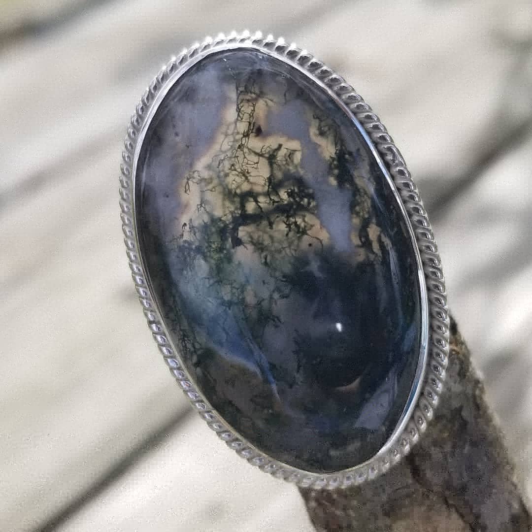 Image of Abundance Ring - Moss Agate in Sterling