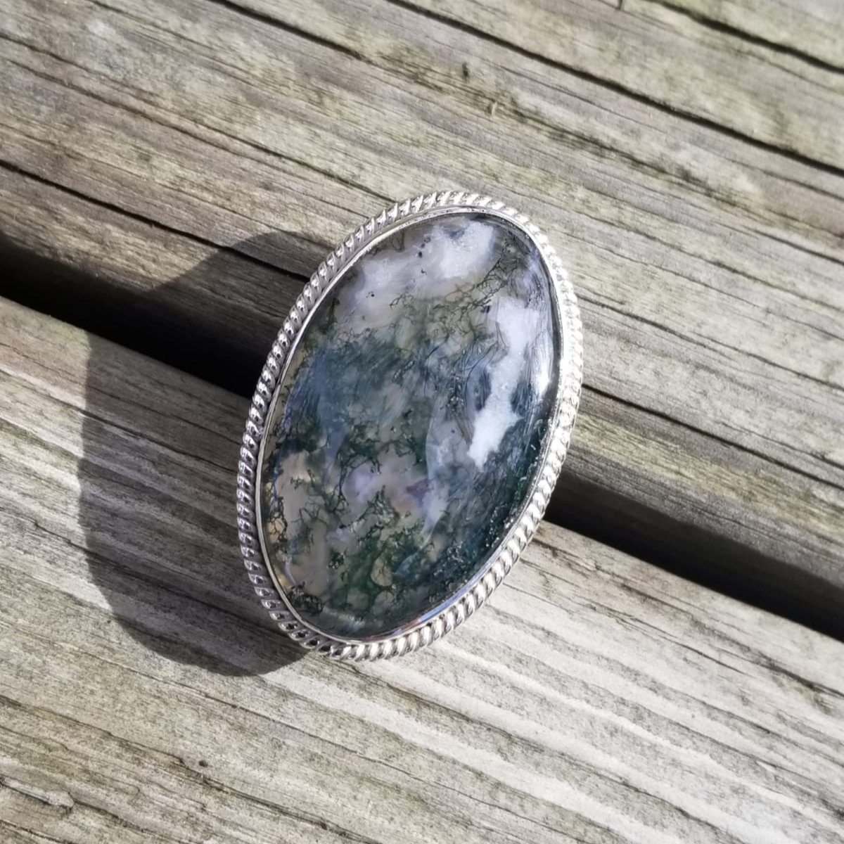 Image of Abundance Ring - Moss Agate in Sterling