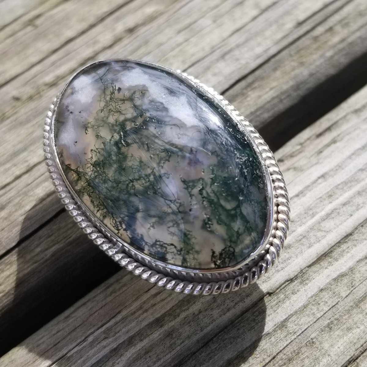 Image of Abundance Ring - Moss Agate in Sterling