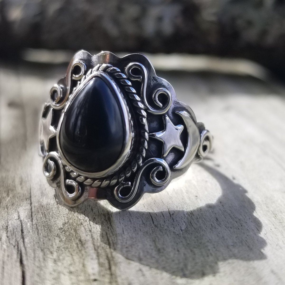 Image of Obsidia Ring - Obsidian in Sterling 