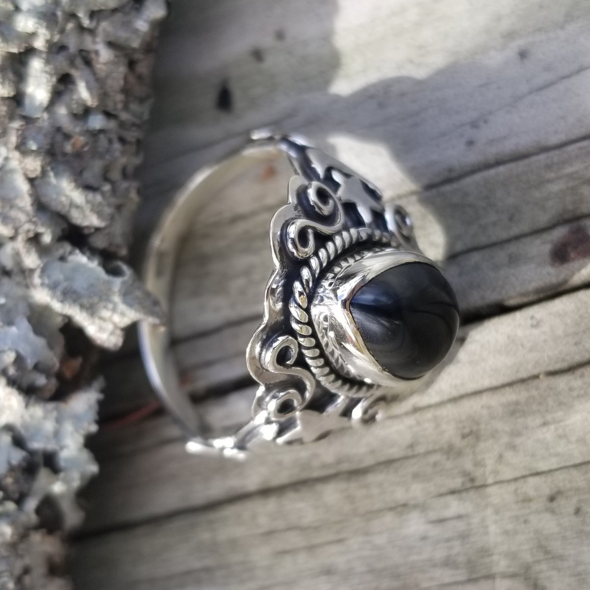 Image of Obsidia - Obsidian Ring in Sterling Silver