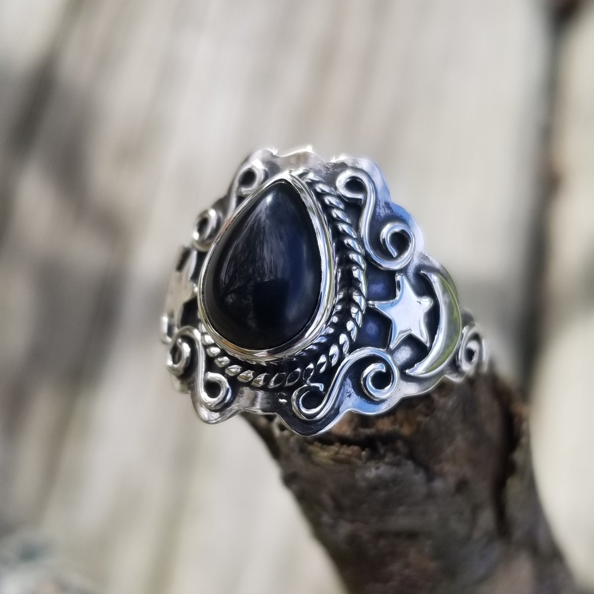 Image of Obsidia - Obsidian Ring in Sterling Silver