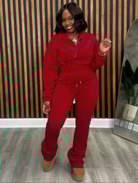 Image 5 of Red In My Era Stack Jogger Set