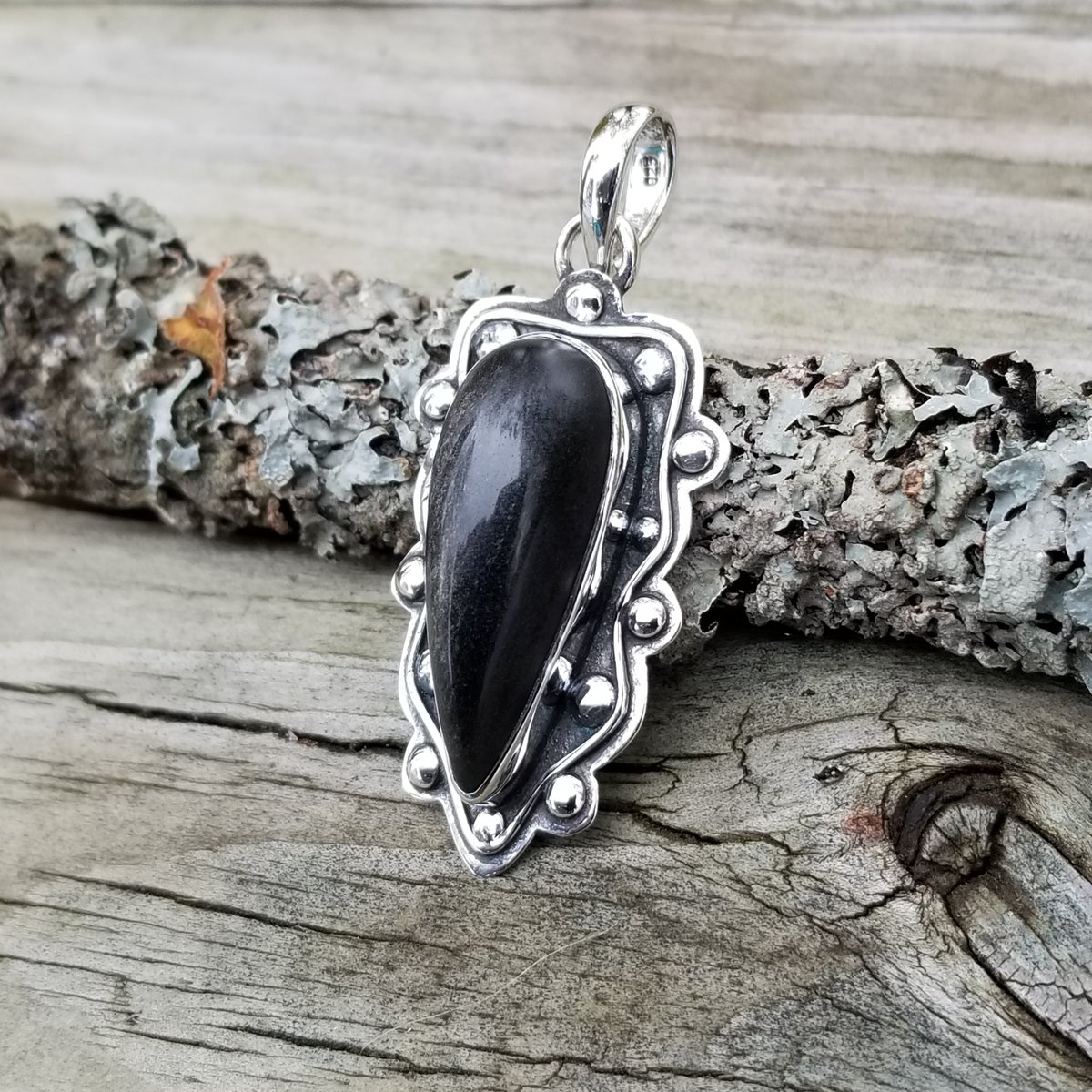 Image of Astralvm Reina - Sheen Obsidian Pendant in Sterling Silver