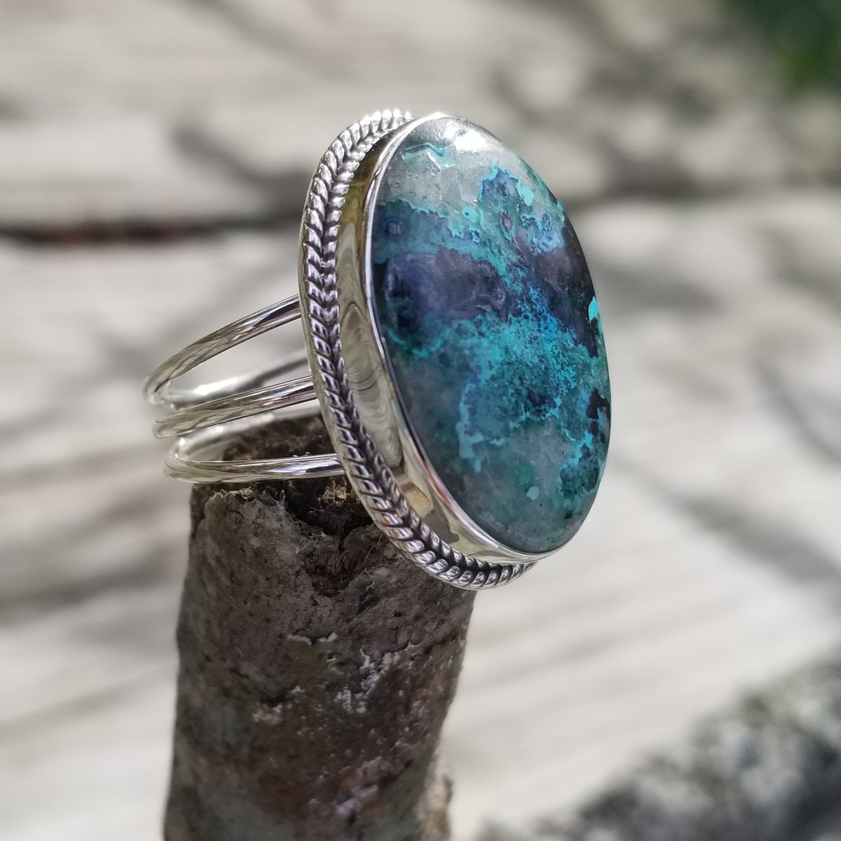 Octay - Chrysocolla Ring in Sterling Silver | Alley's Loft
