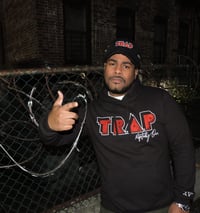 Image 2 of Trap Fully Embroidered Premium Hoodie in Black, Red & White