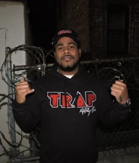 Image 4 of Trap Fully Embroidered Premium Hoodie in Black, Red & White