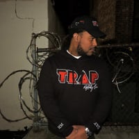 Image 1 of Trap Fully Embroidered Premium Hoodie in Black, Red & White