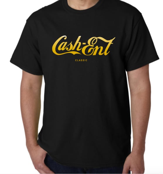Image of Black Coca Cola Tee W/ Gold Reflective Logo