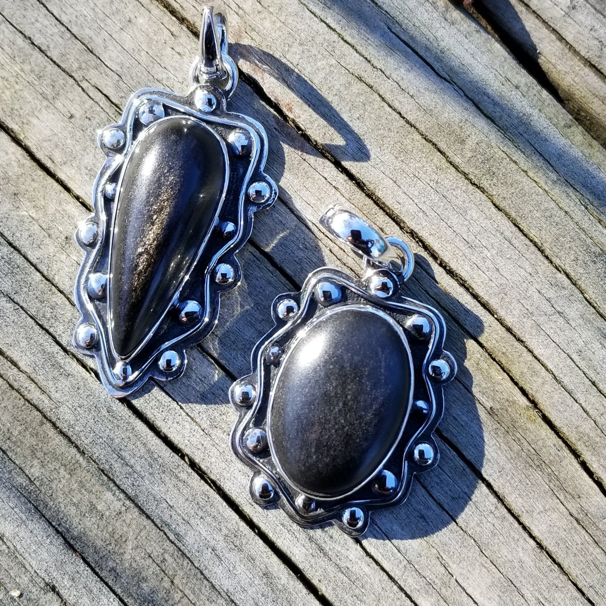 Image of Reina - Sheen Obsidian Pendant in Sterling Silver