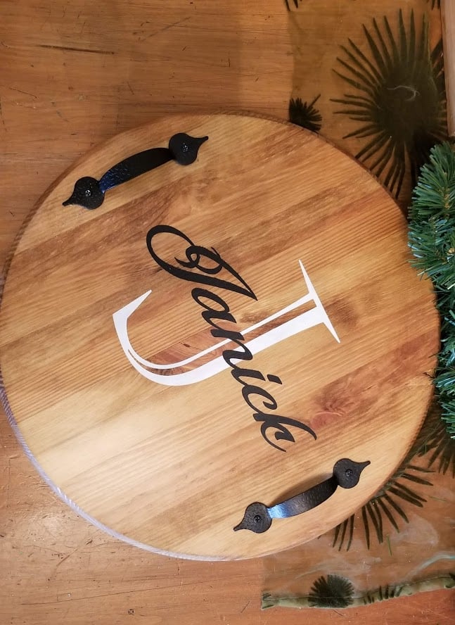 Image of PERSONALIZED WOOD SERVIING TRAY OR LAZY SUSAN