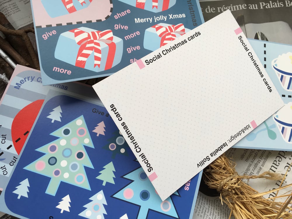 Image of SOCIAL CHRISTMAS CARDS  / A5 size PACKET OF 5 MOTIVES 
