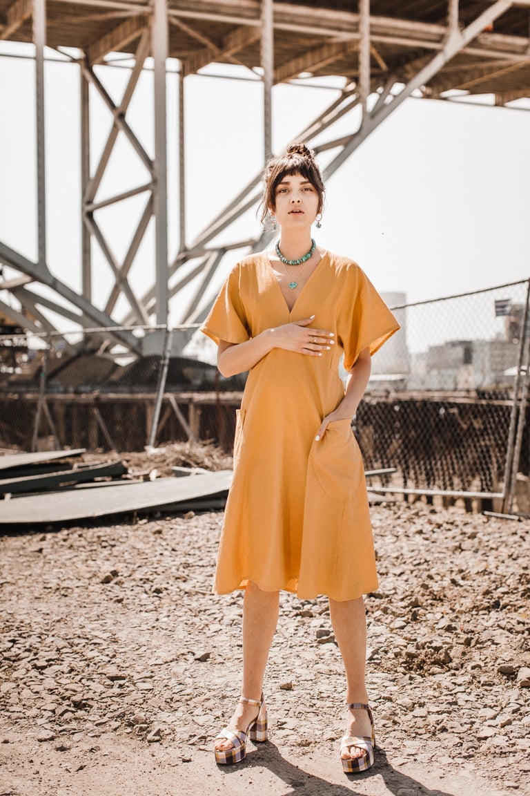 Holly Stalder Marigold Linen Tie Back dress | Holly Stalder Holly Stalder Marigold Linen Tie Back dress | Holly Stalder