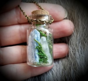 Image of Gemstone and Wolf Bone Terrarium Necklace