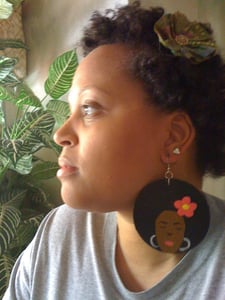 Image of 3" Handpainted Afro Earrings