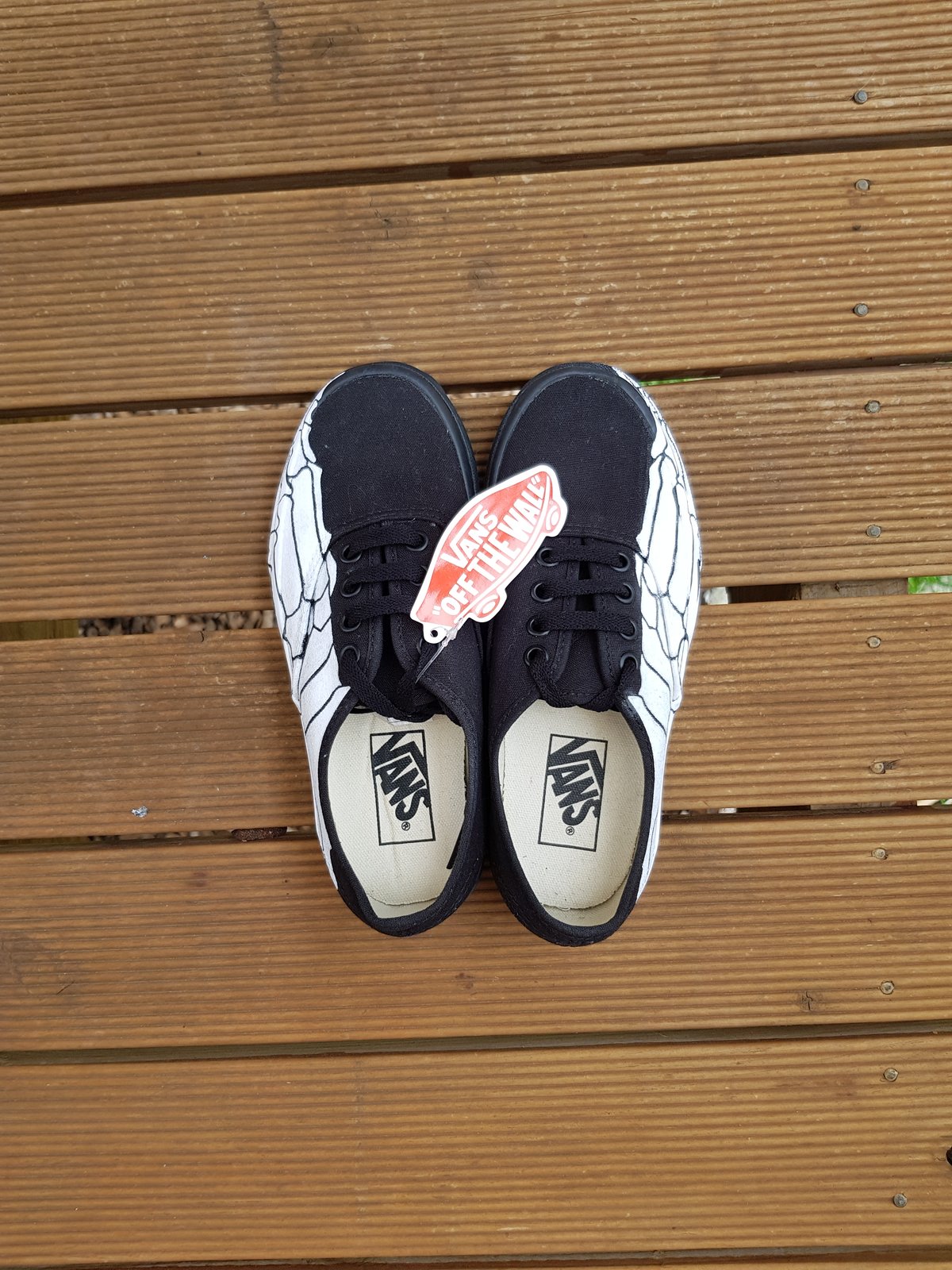 Hand painted Vans Classics Skeleton Feet Little Fish Big